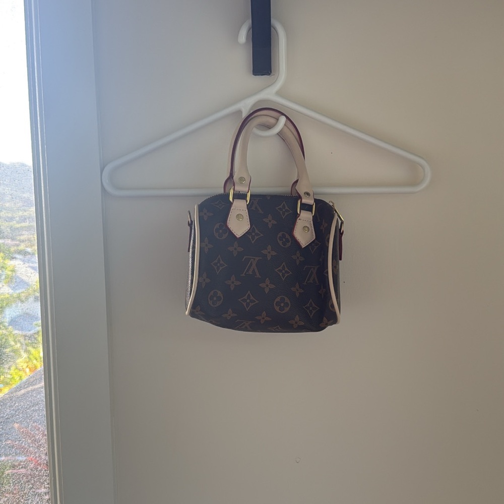 Monogram Canvas Satchel Handbag in Brown